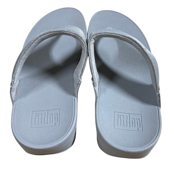 Fitflop Lulu Shimmerlux Thong Sandal Silver Women's Size 9 Excellent Condition - Picture 3 of 10
